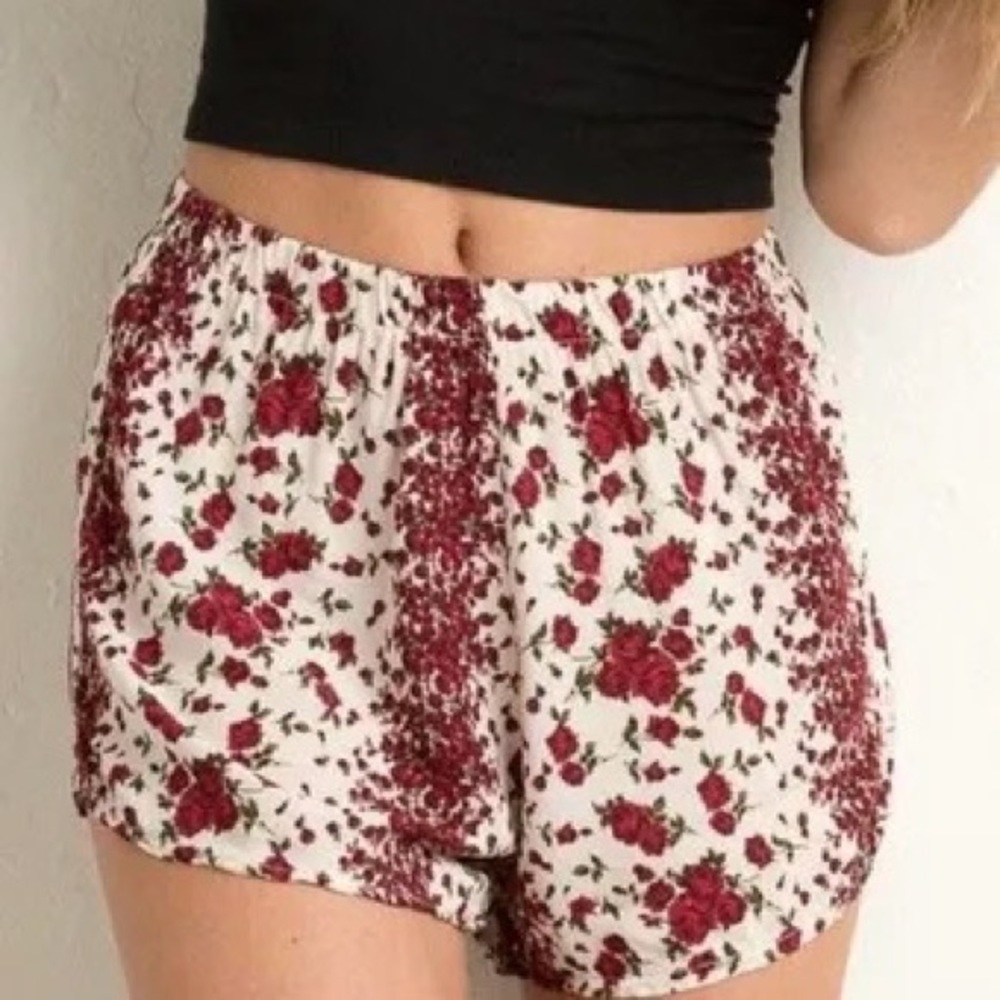 Brandy Melville Red Rose Remi Shorts O/S
